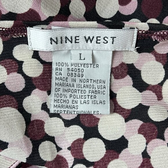 Nine West Y2K Purple Polka Dot Blouse Gathered Bodice Size Large - Picture 12 of 14